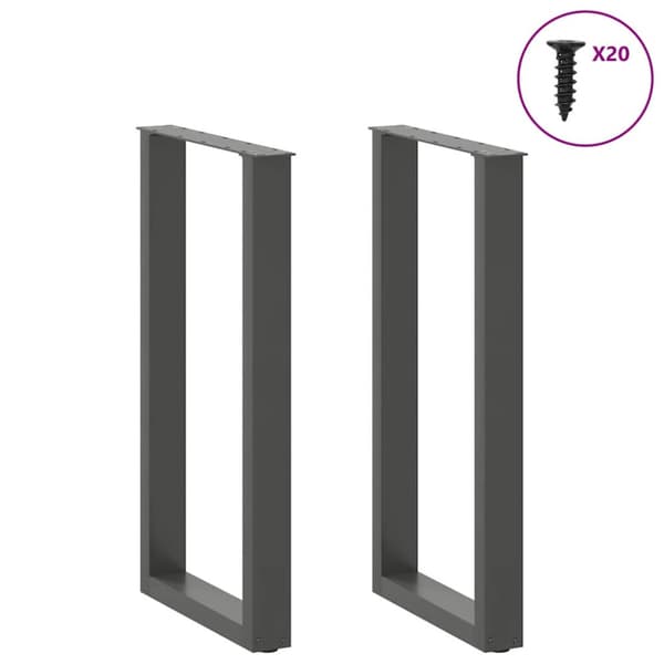 Barbordsben U-formade 2 st antracit 40x(90-91) cm stål