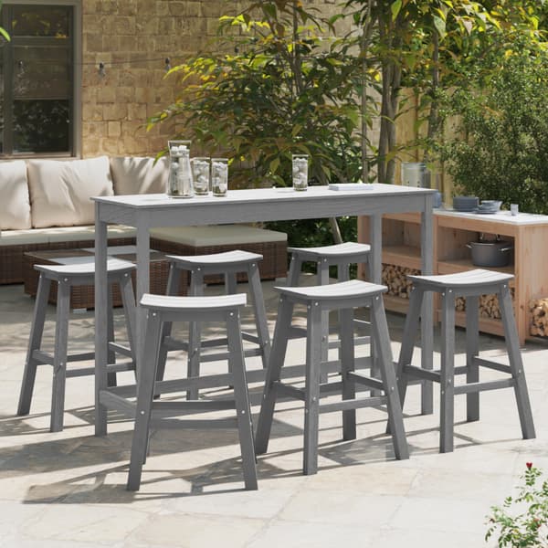Trädgårds Bar Set 6 pcs Ljusgrå HDPE