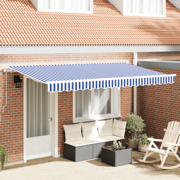 Utfällbar markis Blå 350 x 200 cm tyg
