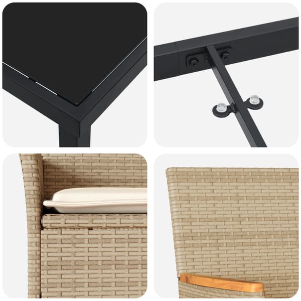 Trädgårdsmöbelset med kudde 5 pcs Beige konstrotting