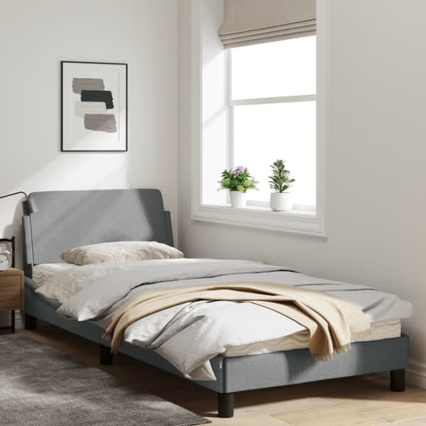 Bed Frame "Dover" Light Grey 90x190 cm Fabric