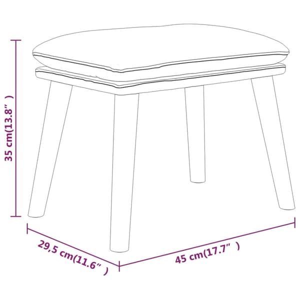 Fotpall gräddvit 45x29,5x35 cm tyg