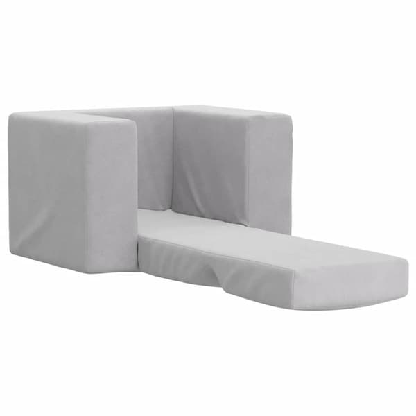 Bäddsoffa för barn ljusgrå mjuk plysch