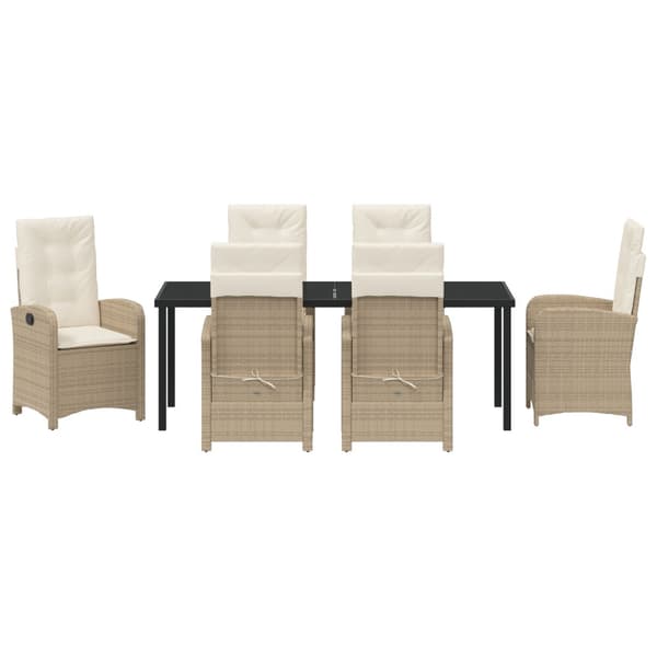 Trädgårdsmöbelset med kudde 7 pcs Beige konstrotting