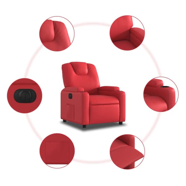 Elektrisk reclinerfåtölj röd konstläder