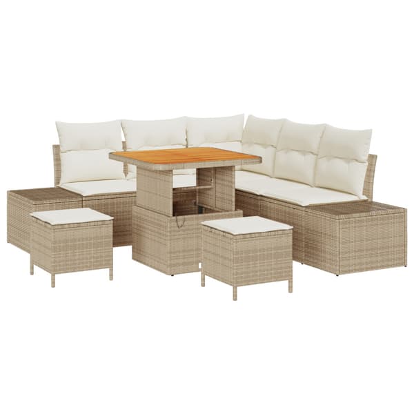 Trädgårdsoffset 8 st Beige Poly rattan