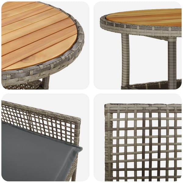 Trädgårdsmöbelset 3 pcs Grå konstrotting