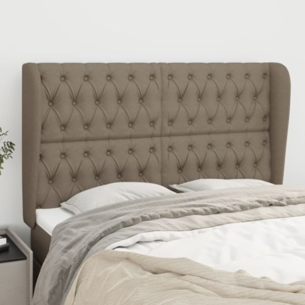 Sänggavel med kanter taupe 163x23x118/128 cm tyg