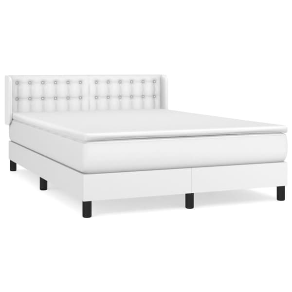 Ramsäng med madrass vit 140x200 cm konstläder