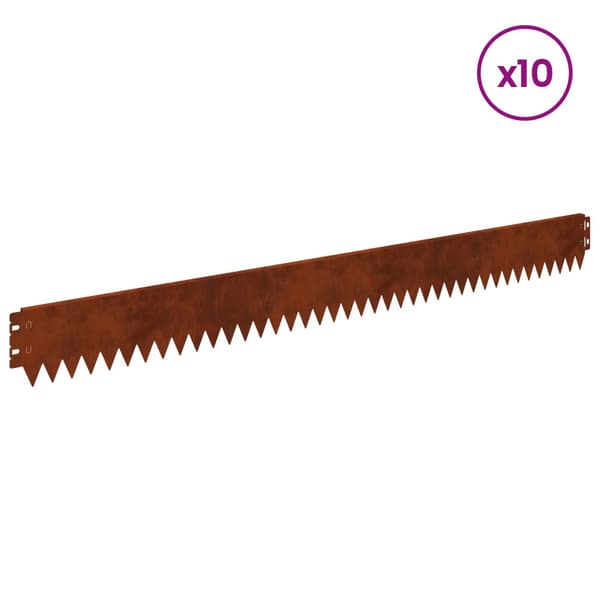 Kant för gräsmatta 10 pcs 103 x 10 cm Stål Rostig