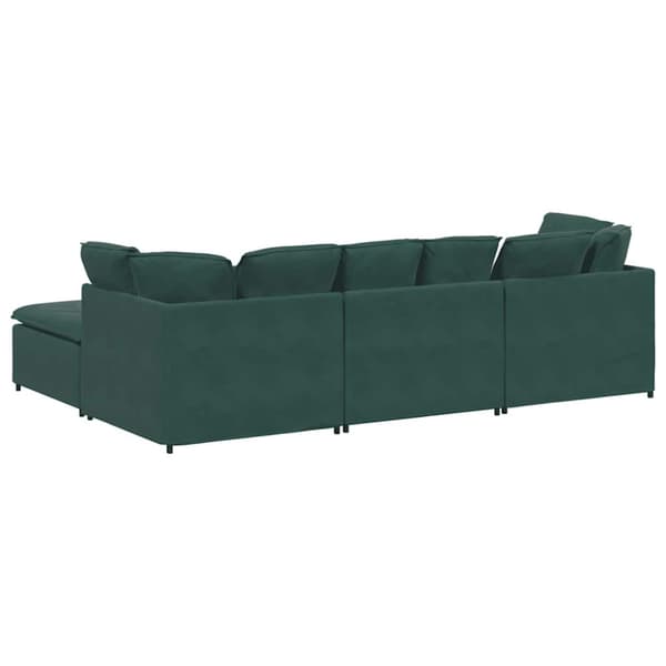 Modulsoffa med fotpall och dynor sammet mörkgrön
