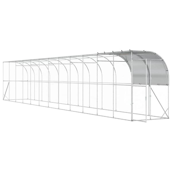 Hönshus mot Vägg Silver 1200 x 100 x 215 cm Galvaniserat stål