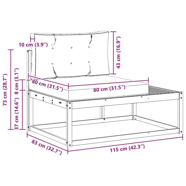 Utomhussoffset med kudde Vit 230,5 x 83 x 73 cm Polyester