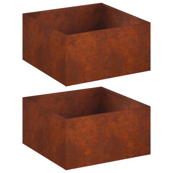 Trädgårdsplanterare 2 st Rostig 100 x 100 x 40 cm