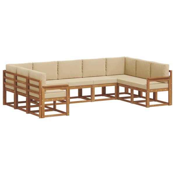 Utomhussoffset med kudde 9 pcs Naturlig och Beige