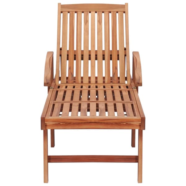 Solsäng med gräddvit dyna massiv teak