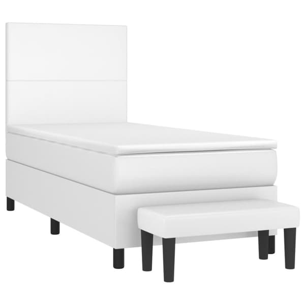 Ramsäng med madrass vit 100x200 cm konstläder