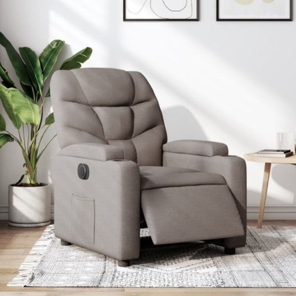 Elektrisk reclinerfåtölj taupe tyg