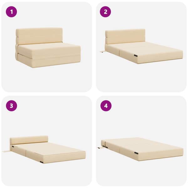 Fällsoffa säng Kräm 190 x 70 x 15 cm Kordread tyg
