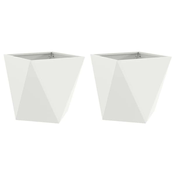 Planteringskärl 2 pcs Vit 50 x 50 x 50 cm Stål