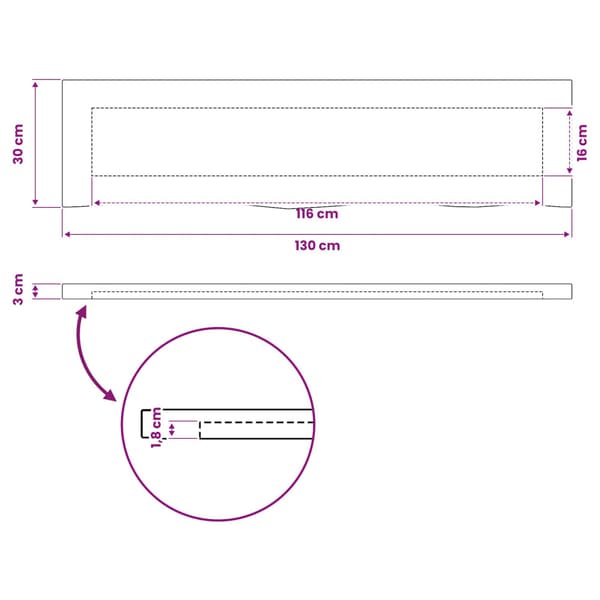 Rektangulärt Bordsskiva 90 x 50 x 3,5 cm Rektangulär Vit