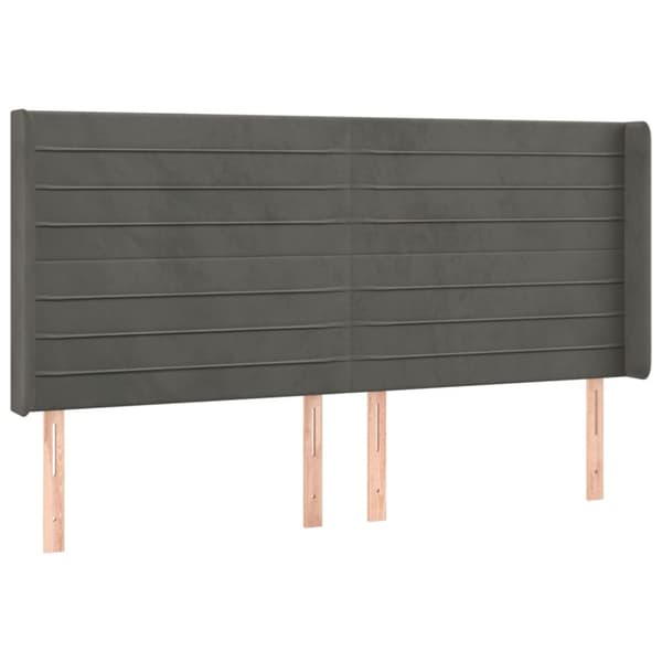 Sänggavel LED mörkgrå 203x16x118/128 cm sammet