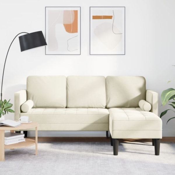 L-formad Soffa Grädde 173x131x67 cm Sammet