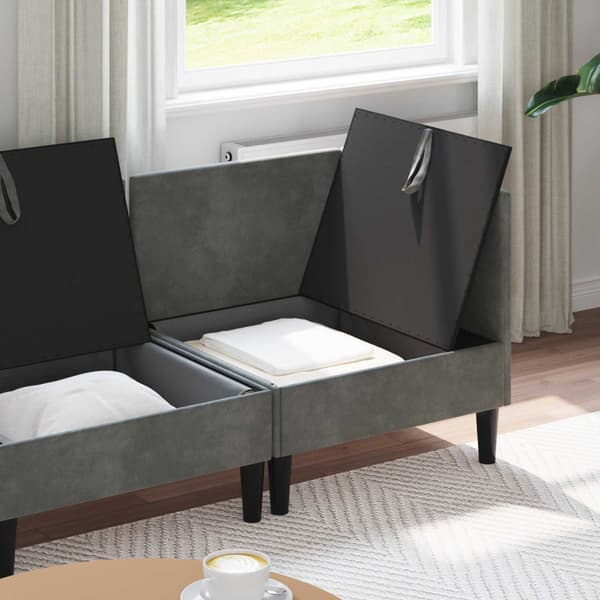 Möbelset för vardagsrummet med kudde 4 pcs Mörkgrå Sammet