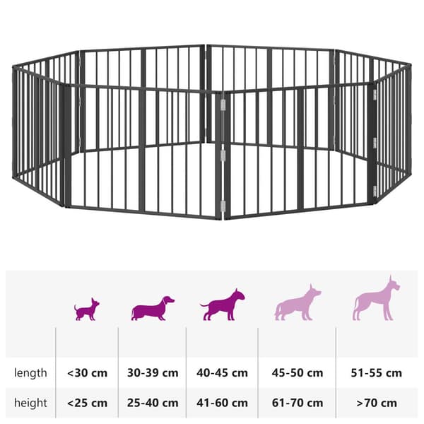 Hundgrind 8 pcs Svart 80 x 60 cm Galvaniserat Stål