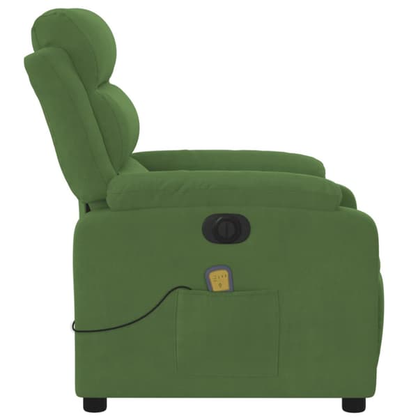 Elektrisk massagefåtölj ljusgrön sammet