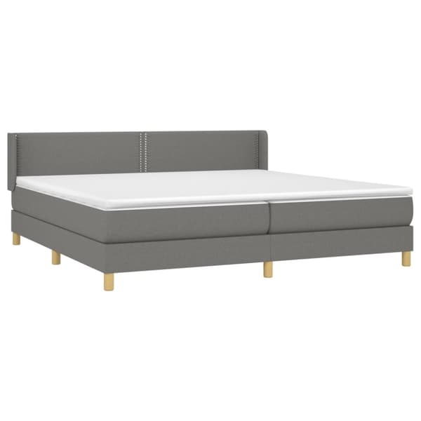Ramsäng med madrass mörkgrå 200x200 cm tyg