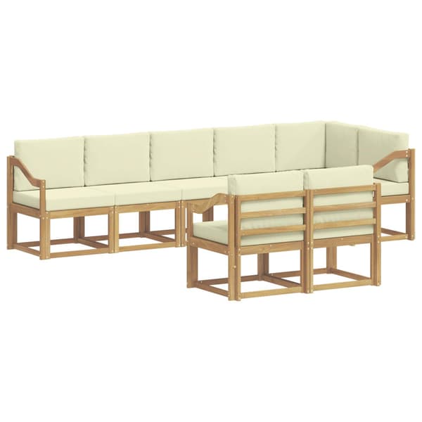 Utomhussoffset med kudde 8 pcs Vit och grädde Polyester