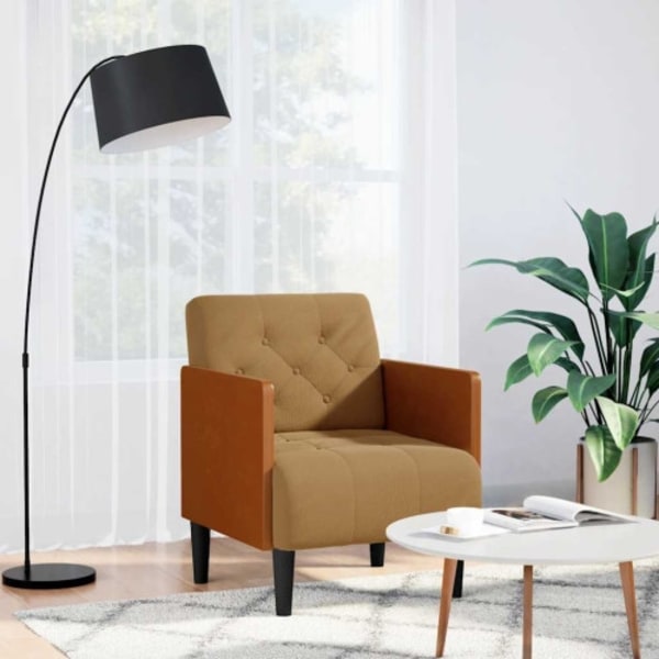 Soffstol med armstöd brun 55 cm sammet