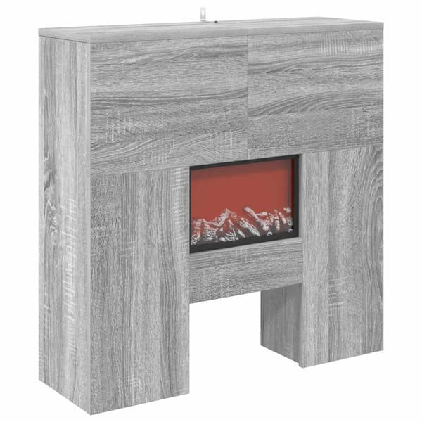 Elektrisk eldstad Grå Sonoma 75 x 24,5 x 75 cm Konstruerat trä