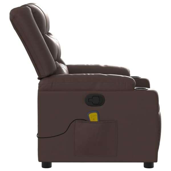 Massagefåtölj brun konstläder