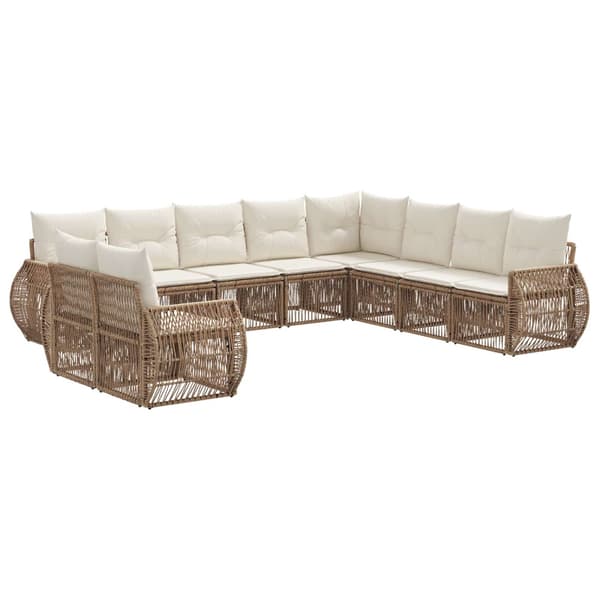 Trädgårdsoffset 10 pcs Beige och krämvit konstrotting
