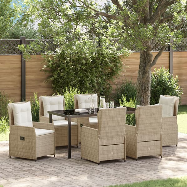 Trädgårdsmöbelset 7 pcs Beige och Ljusgrå konstrotting