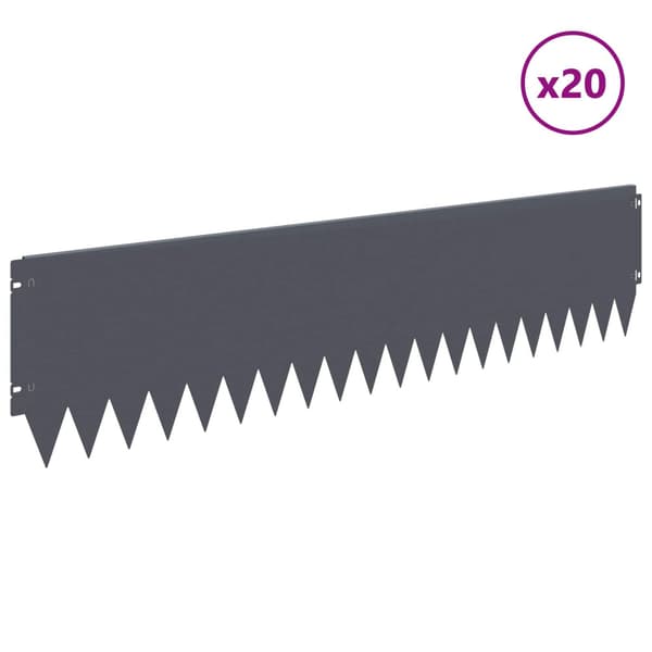Kant för gräsmatta 20 pcs 103 x 25 cm Stål Antracit