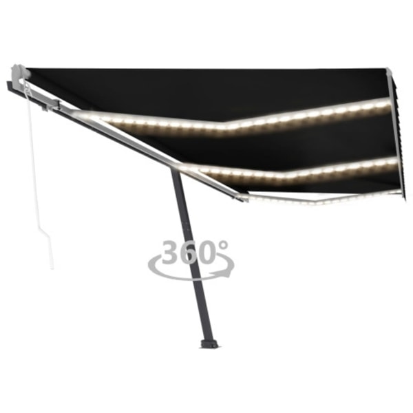 Automatisk markis med vindsensor & LED 600x300 cm antracit