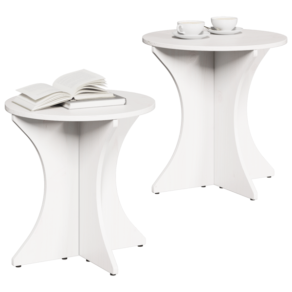 Kaffeebord 2 pcs Vit Massiv furu
