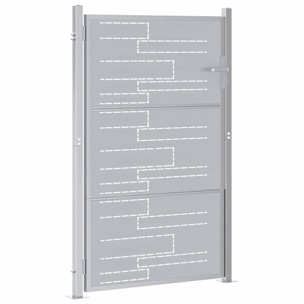 Trädgårdsgrind 85 x 144 cm Rostfritt stål Silver Låsbar
