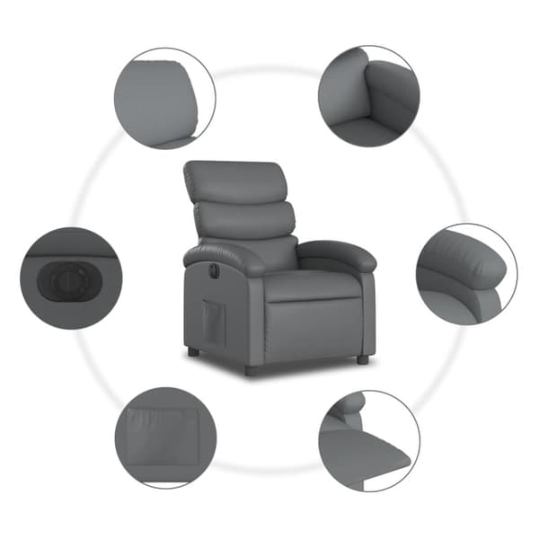 Elektrisk reclinerfåtölj grå konstläder
