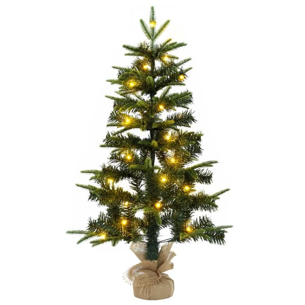 Mini julgran 60 cm 25 LED-lampor Varmvit PVC och PE Grön