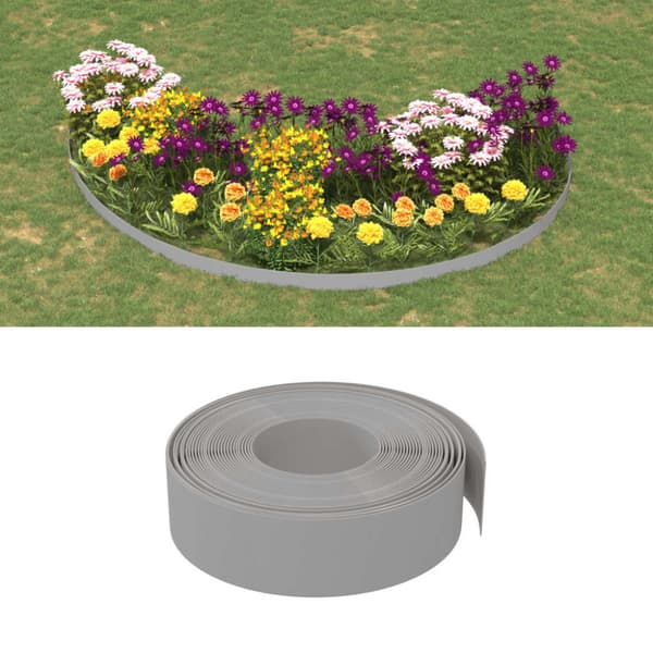 Rabattkant grå 10 m 15 cm polyeten