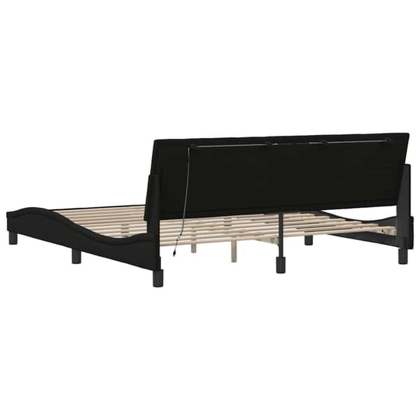 Bed Frame without Mattress "Hanko" Black 180x200cm Fabric