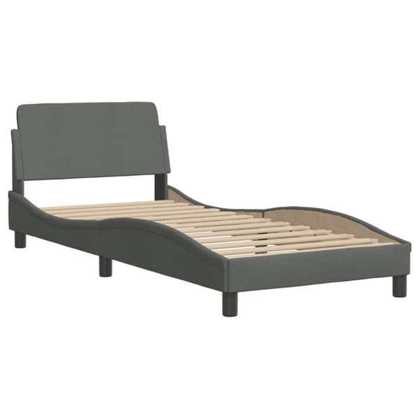 Bed with Mattress "Dover" Dark Grey 90x200 cm Fabric