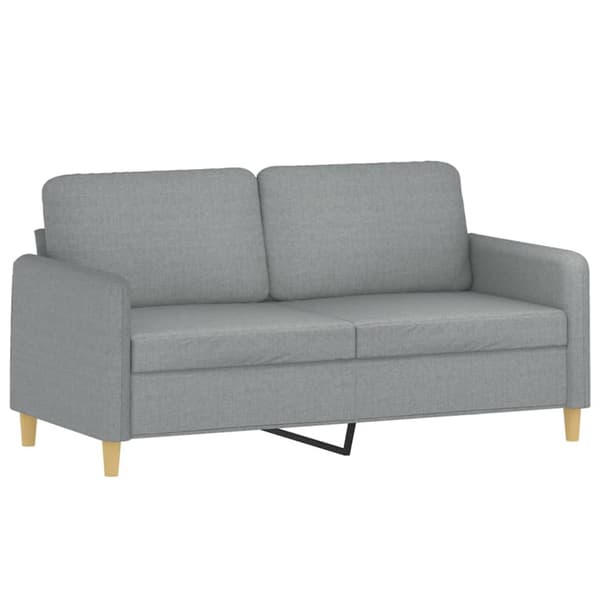Soffgrupp med kuddar 2 delar ljusgrå tyg