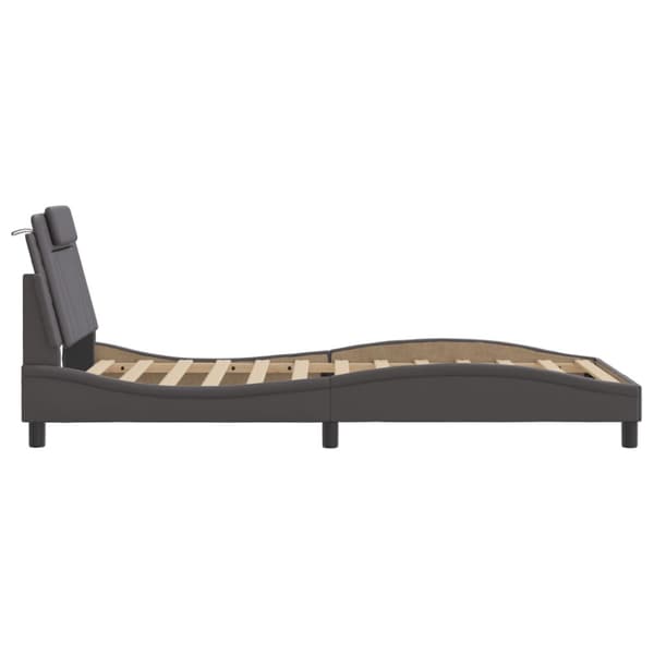 Bed Frame "Viana" with LED without Mattress Grey 100x200 cm