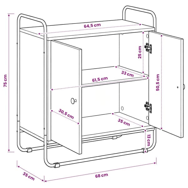 Sideboard Svart ek 68 x 35 x 75 cm Konstruerat trä