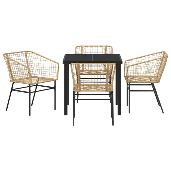 Trädgårdsmöbelset 5 pcs Brun konstrotting